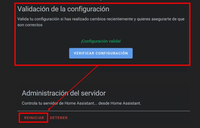 Validación de la configuración
