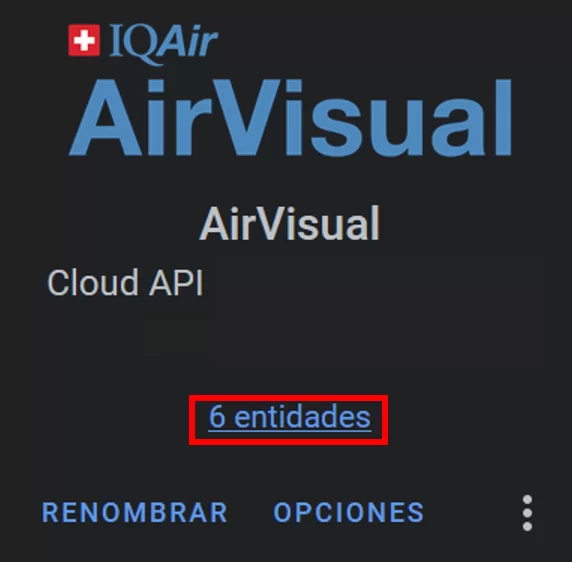 Integración creada y entidades asociadas