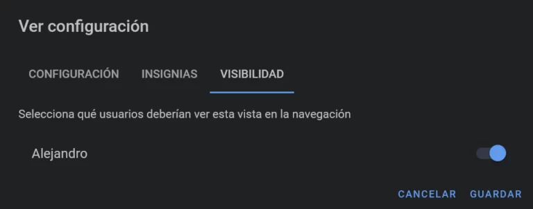 Ajustes de visibilidad