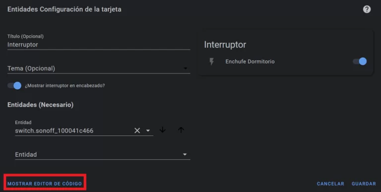 Configuración de tarjeta
