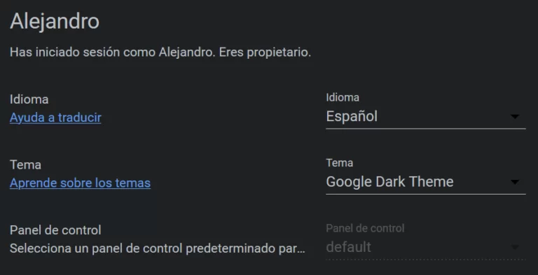 Configuración de temas instalados