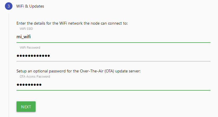 Datos de conexión Wifi