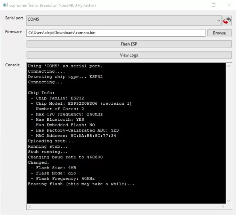 ESPHome Flasher para Windows