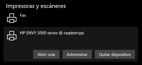 Impresora añadida a Windows