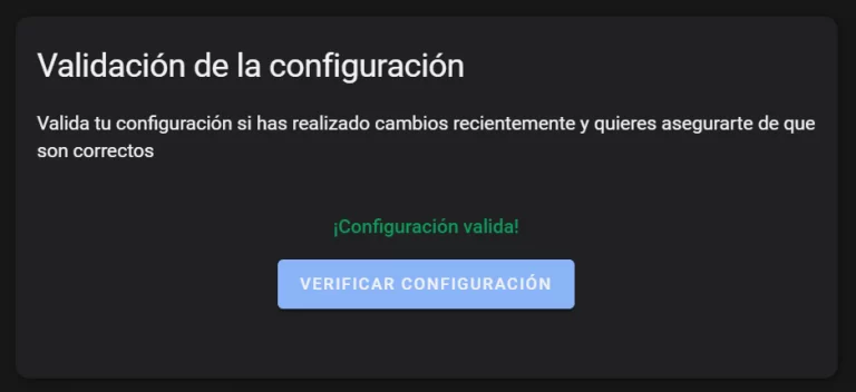 Verificación configuración Home Assistant
