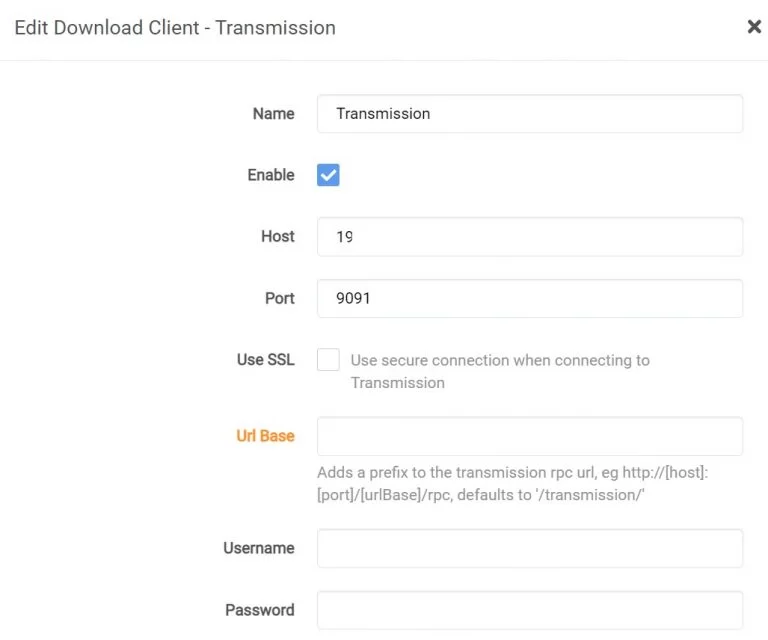 Configuración de Transmission