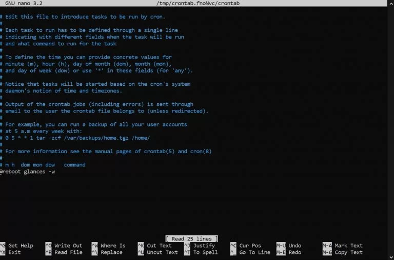 Fichero crontab