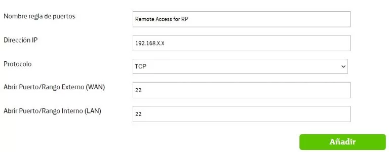 Panel del router