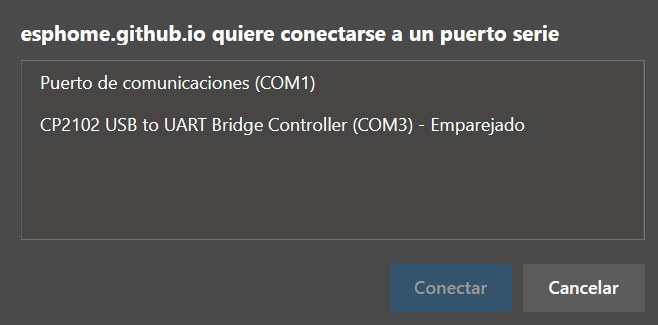 Confirmación navegador conexión ESP32