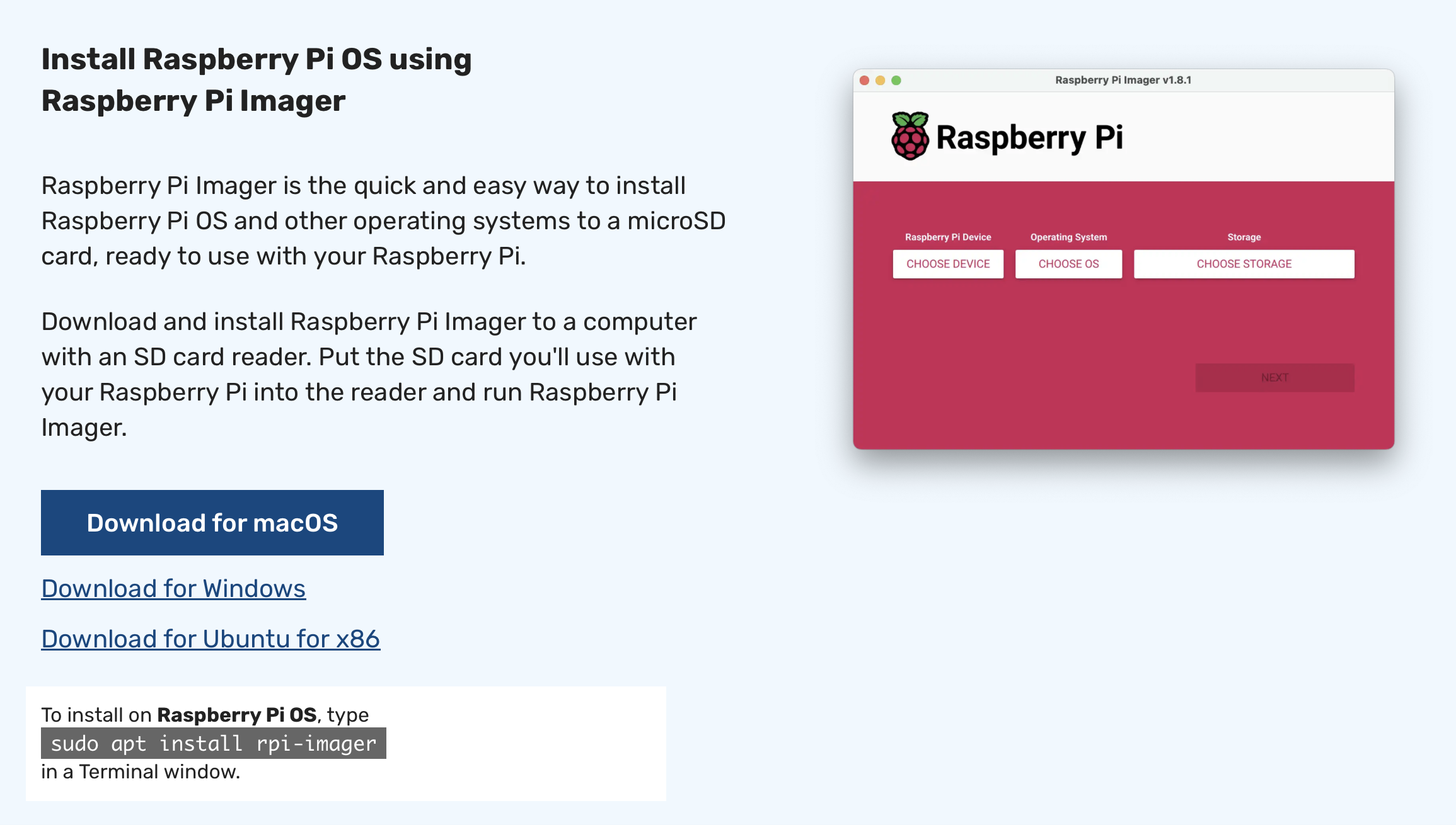 Descarga de Raspberry Pi Software