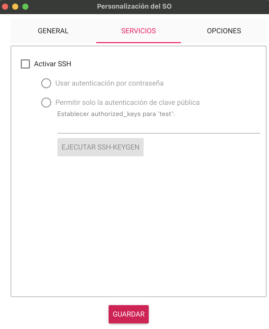 Configuración avanzada - servicios