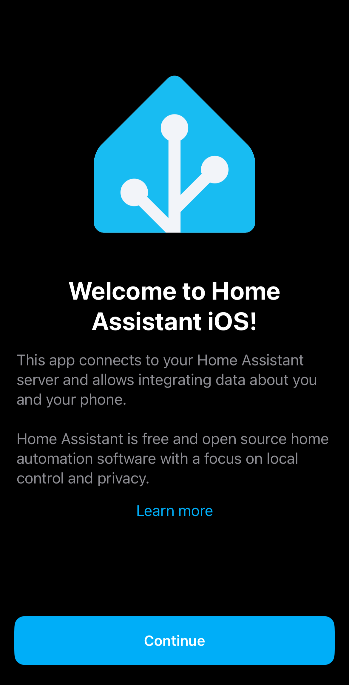 Pantalla inicio aplicación Home Assistant