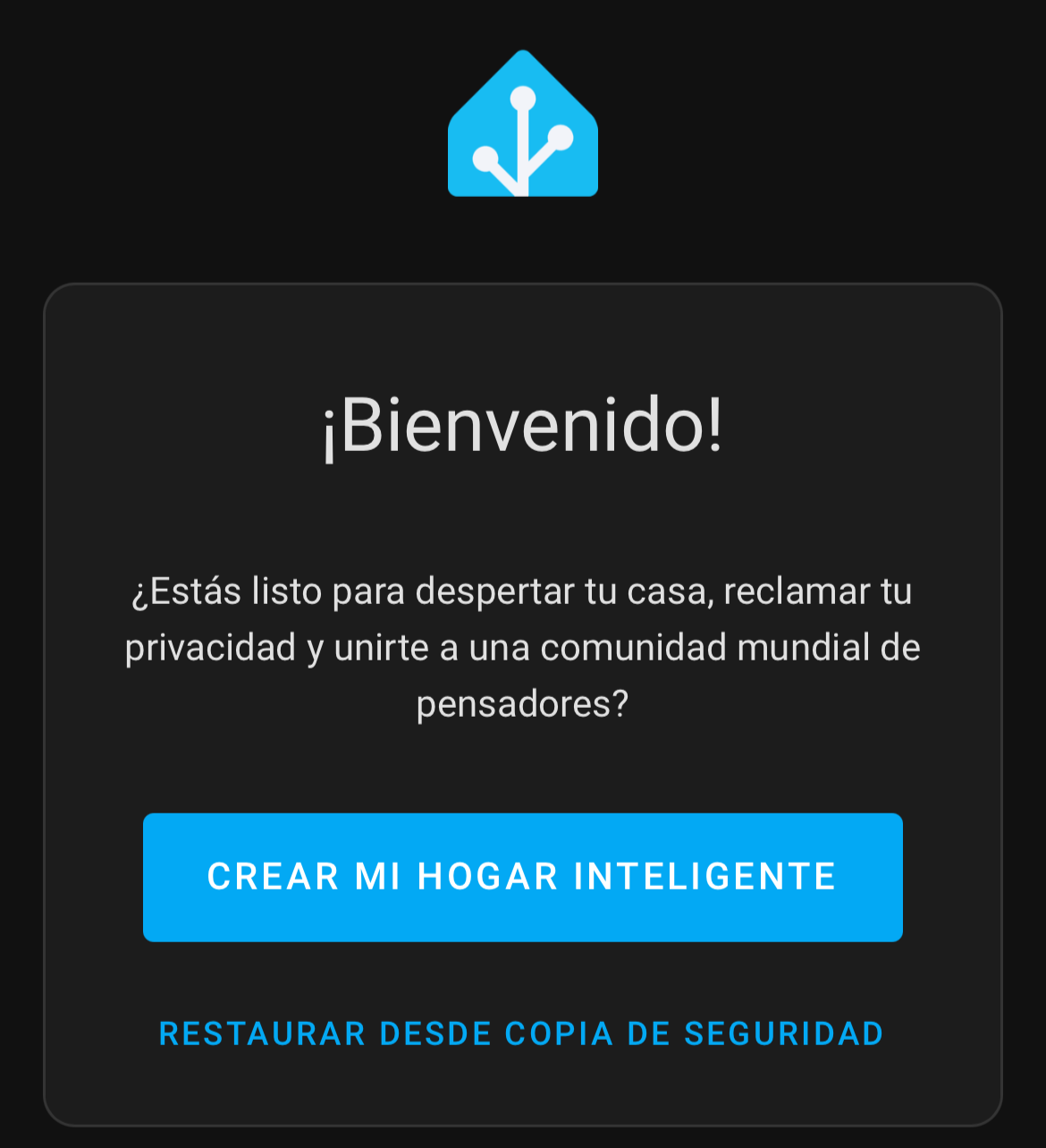 Instalación Home Assistant completada
