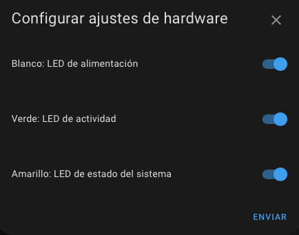 Configuración de los leds